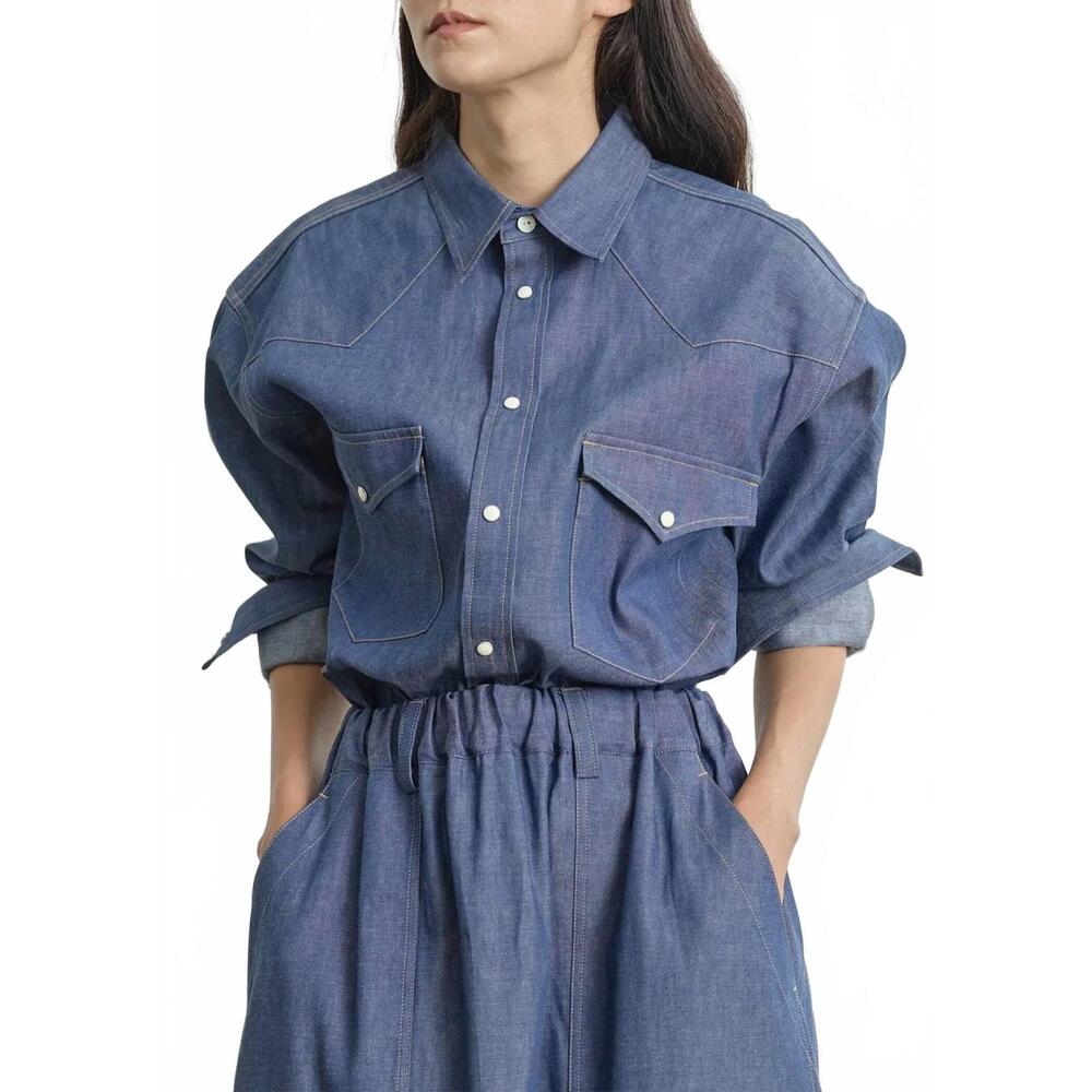 NEW NICHOLSON & NICHOLSON brenda denim shirt in blue